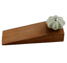 2 Pieces Washed Green Crackle Ceramic Melon Wooden Door Stopper